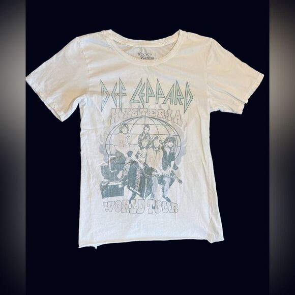 Recycled Karma Tops - DEF LEOPARD HYSTERIA T SHIRT SIZE XS Band T Shirt